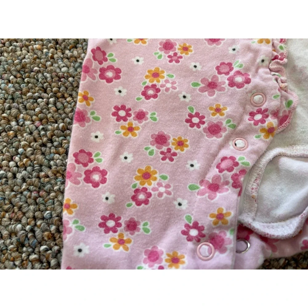 Okie Dokie Girls Pink Floral Snap Up Sleeper 0-3M
